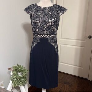 Antonio Melani Tailored Fit Navy/Neutral Dress Size 4